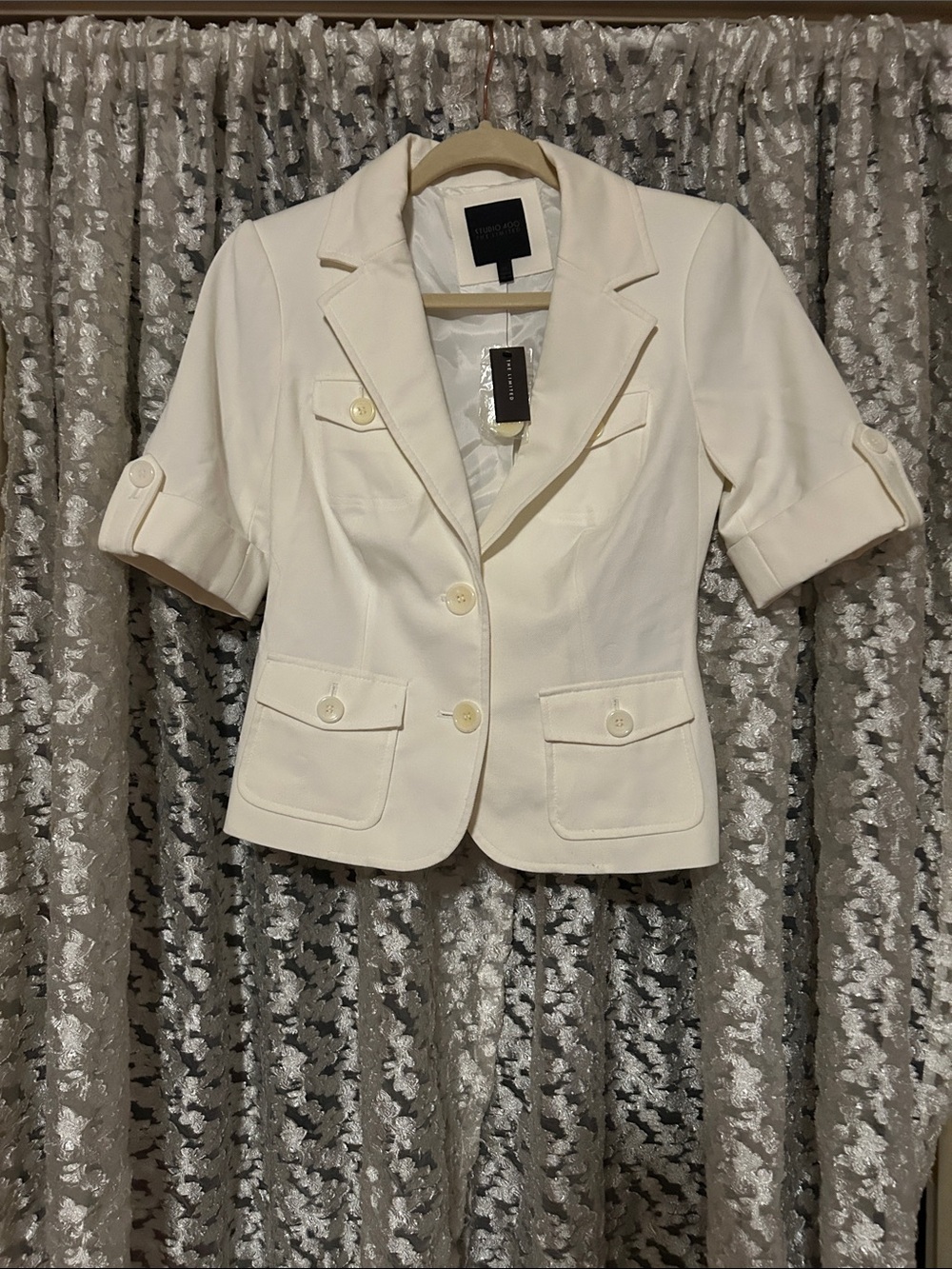 The Limited Ivory Short-Sleeve Tailored Blazer